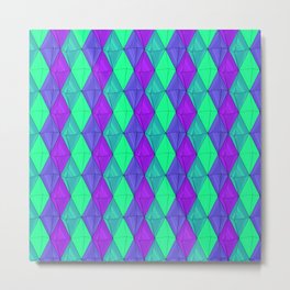 blue and pink rhombus pattern with stained glass texture Metal Print