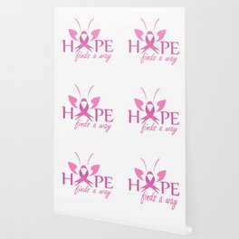 Hope finds a way- Pink ribbon with butterfly to symbolize breast cancer awareness Wallpaper
