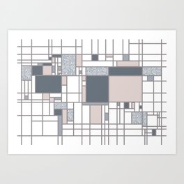 Abstract World Art Print | Paisley, Abstract, Mondrian, Graphicdesign, Map, World, Blush, Grey, Contemporary, Geo 