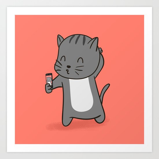 Selfie Kitty Art Print