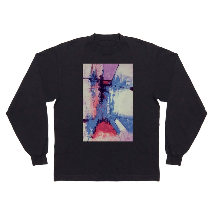 Modern Abstract Pink Lilac Blue Watercolor Acrylic Paint Long Sleeve T Shirt