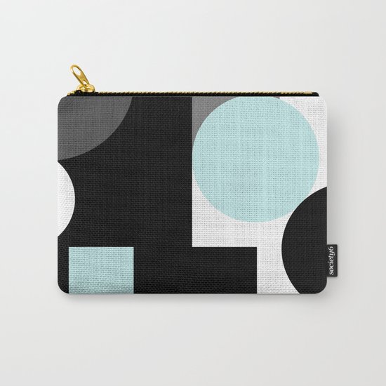 An abstract geometric pattern . Geometric shapes . Black sky blue white pattern . Carry-All Pouch