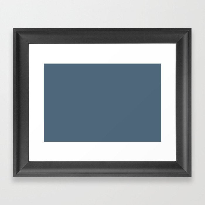 Dark Blue Gray Solid Color Pairs Pantone Oceanview 18-3923 TCX Shades of Blue Hues Framed Art Print