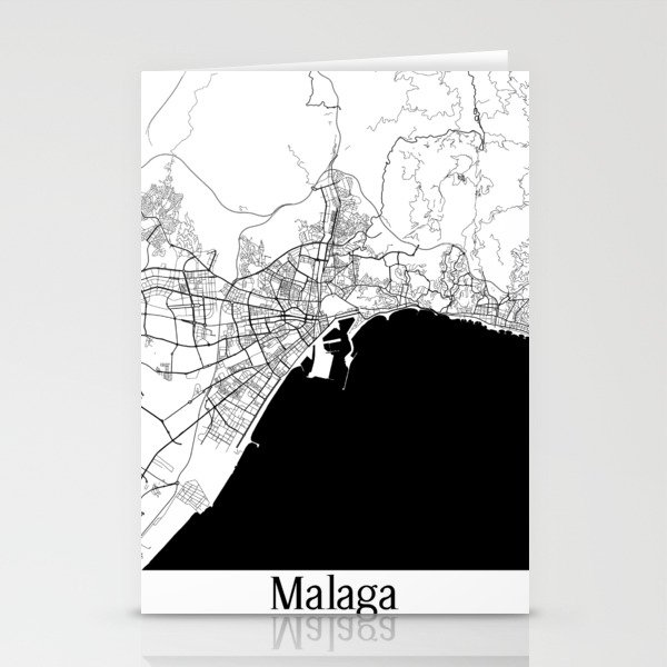 Malaga city map Stationery Cards
