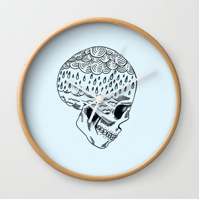 Skull Rain Wall Clock