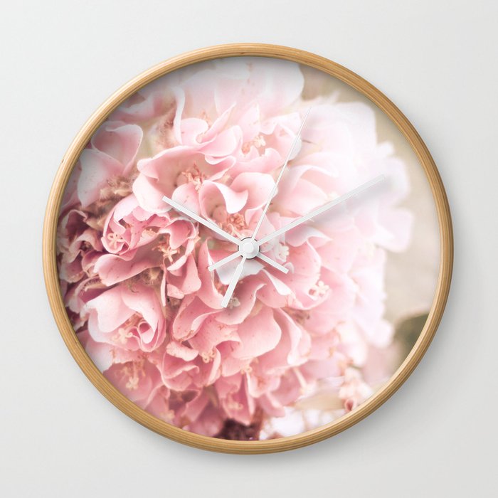 Dusty Pink Florals Wall Clock