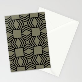 Green and Black Star Square Shape Tile Pattern Pairs Jolie 2022 Color of the Year Sage Stationery Card