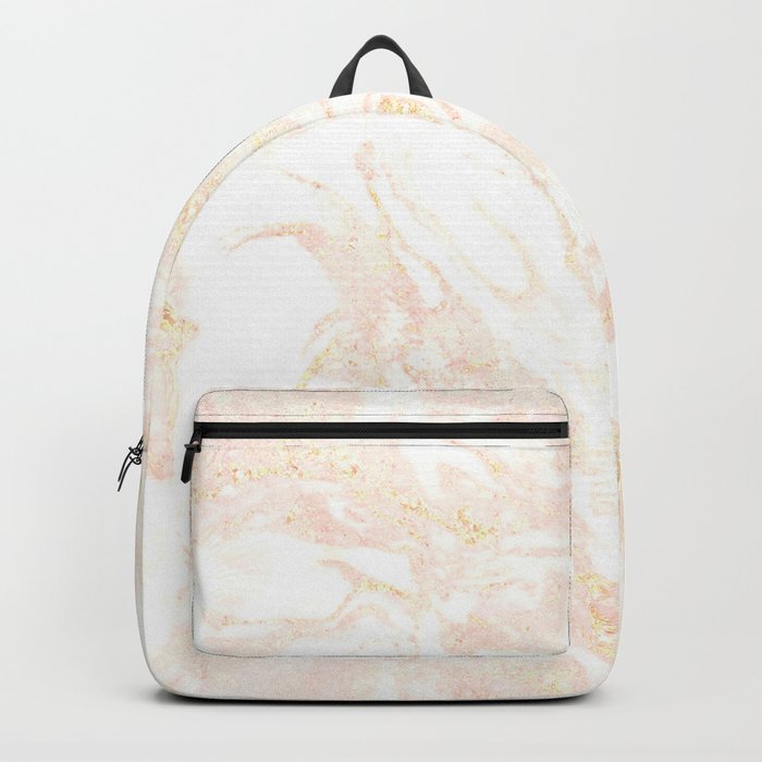 White Marble Pastel Pink and Gold by Nature Magick Backpack