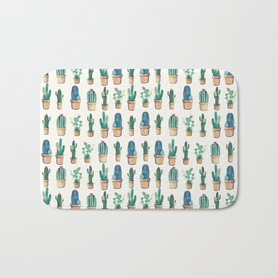 cactus water color !! Bath Mat