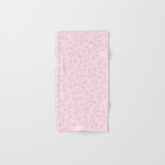 Grey handpainted little stars on pink backround Hand & Bath Towel