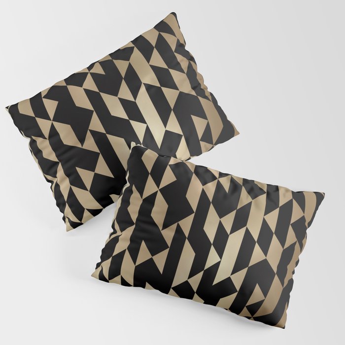 Abstract Geometric Pattern Black and Gold Pillow Sham
