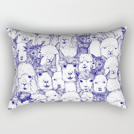 just alpacas blue white Rectangular Pillow