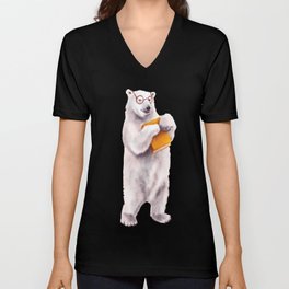 Smart Polar Bear Book Lover V Neck T Shirt