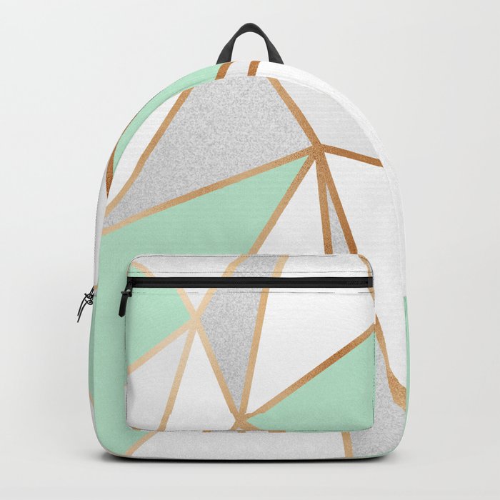 Mint Green, Grey & Gold Geo Backpack