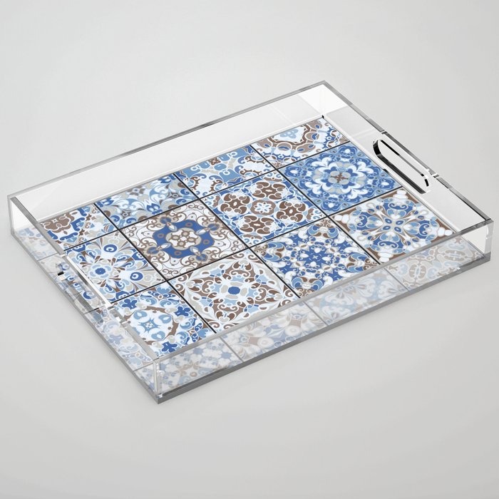Mediterranean Decorative Tile Print XVII Acrylic Tray