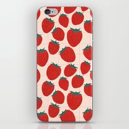 Red strawberries pattern iPhone Skin