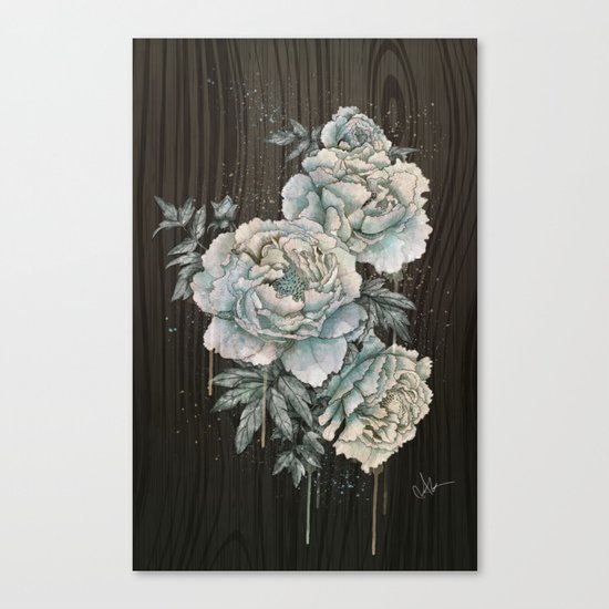 Peony Wood Canvas Print