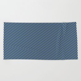 [ Thumbnail: Blue & Green Colored Stripes/Lines Pattern Beach Towel ]