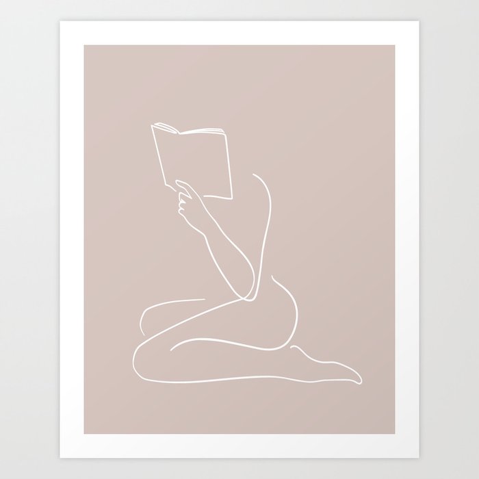 Reading Naked n.4 (blush) Art Print