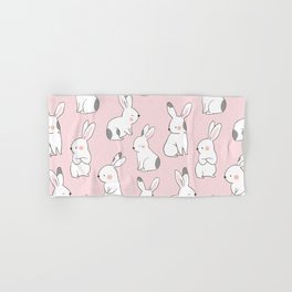 Cute Bunny Rabbits - Pink Hand & Bath Towel