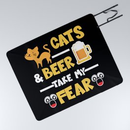 Cat Beer Fear Drinking Alcohol Picnic Blanket