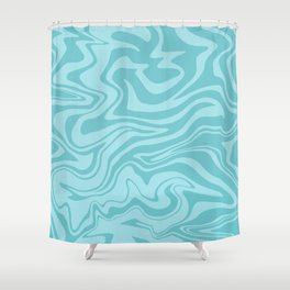 Abstract Modern Melting Ocean, Liquid Sea Waves Swirl, Marbled Pattern in Light Pastel Aqua Blue Shower Curtain