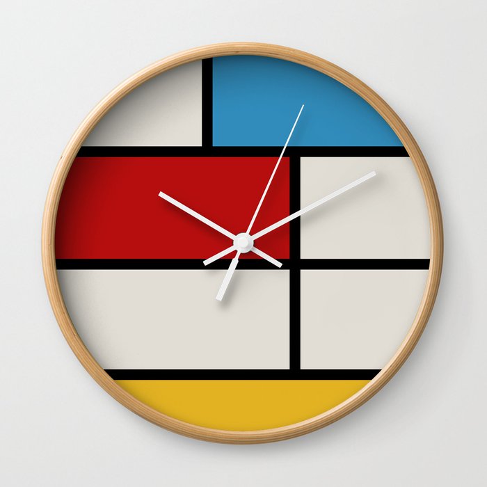 Mondrian Style Color Block Wall Clock