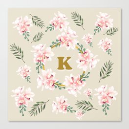 K with flowers  Canvas Print
