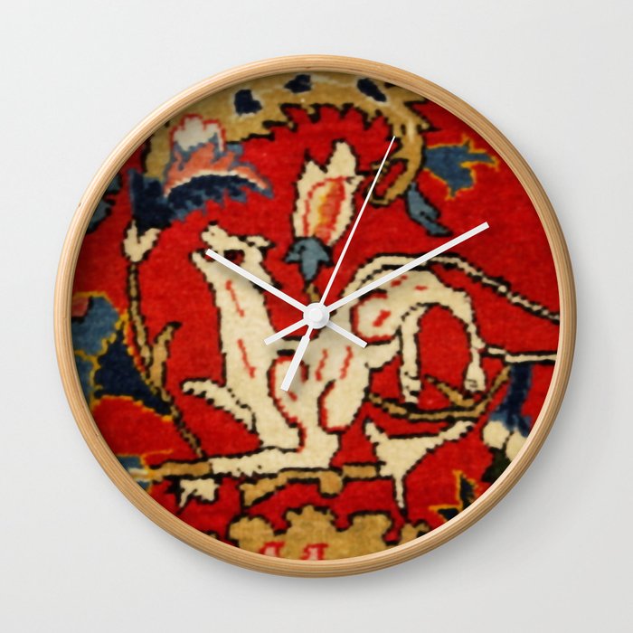 Persian Floral Animal Rug Print Wall Clock
