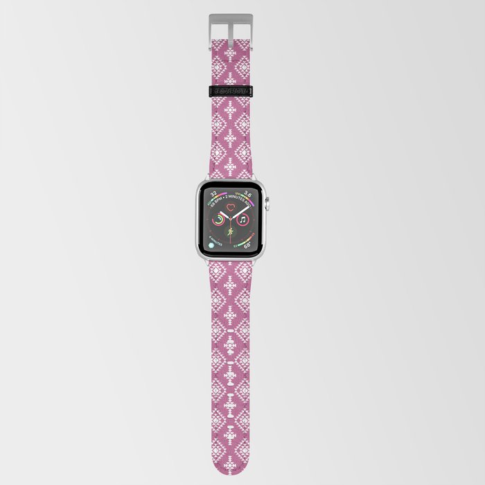 Magenta and White Native American Tribal Pattern Apple Watch Band