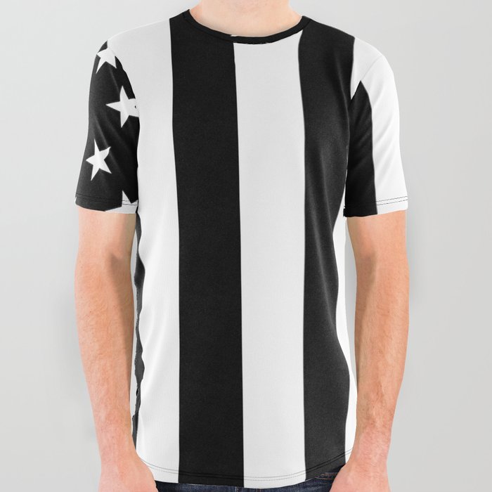 American Flag. Stars and Stripes. Portrait in Black and White. All Over Graphic Tee