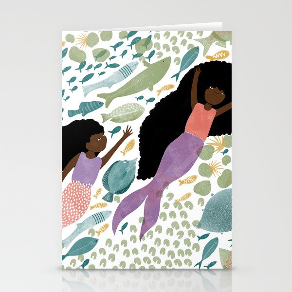 Mermaids and Fish in the Ocean Stationery Cards