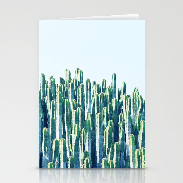 Cactus, Nature Botanical Blue Green Photography, Eclectic Jungle Scenic Summer Neutral Plants Stationery Cards