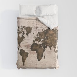 Coffee World Map Duvet Cover