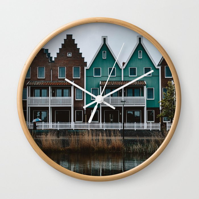 Volendam houses color Wall Clock