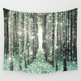 Magical Forest Seafoam Green Gray Wall Tapestry