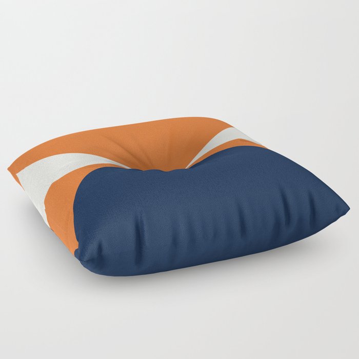 Abstract Geometric Shapes 24 in Navy Orange (Moon phases) Floor Pillow
