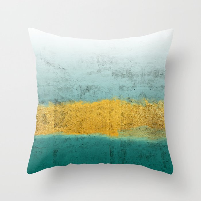 Teal and Gold Throw Pillow
