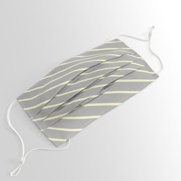 [ Thumbnail: Light Yellow and Dark Gray Colored Stripes Pattern Face Mask ]