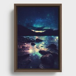 Magical Mountain Lake : Deep Pastels Teal Mauve Framed Canvas