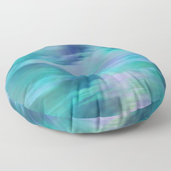 Teal & Purple Fusion Illustration, Digital Watercolor Camo Blend - Fluid Art Floor Pillow