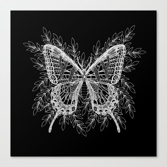Black and White Butterfly Design Canvas Print