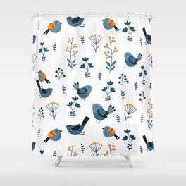 Modern Birds Pattern Shower Curtain