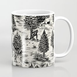 Bigfoot / Sasquatch Toile de Jouy in Black Mug