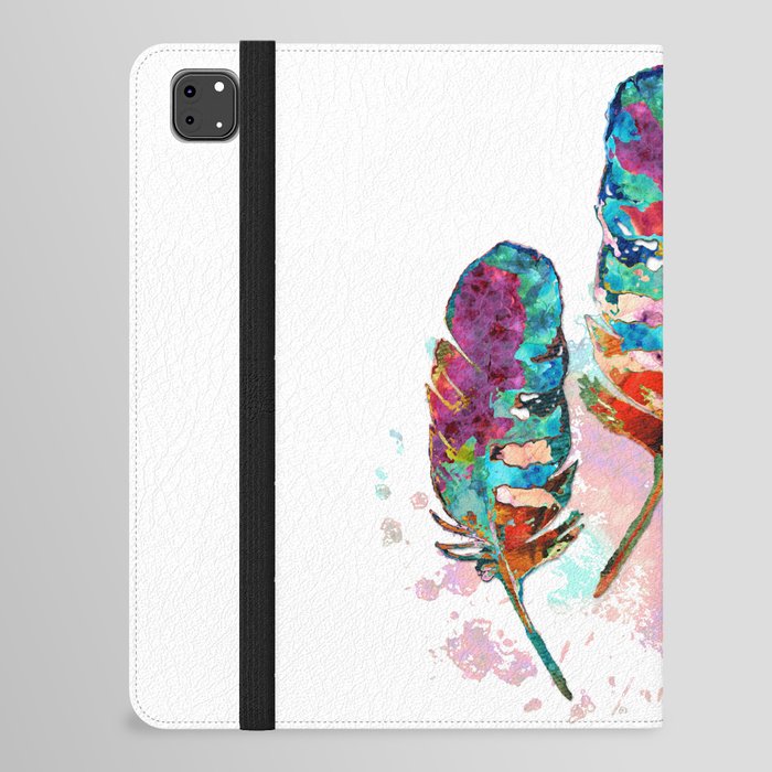 Two Souls - Colorful Feather Art by Sharon Cummings iPad Folio Case
