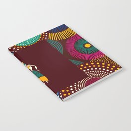 African American exuberant sunburst tribal abstract portrait painting for home and wall decor Notebook