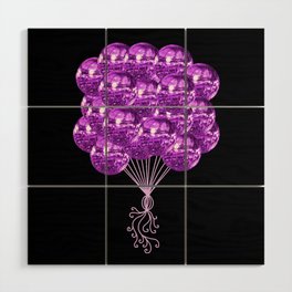 1970's Purple Disco Ball Balloons Wood Wall Art