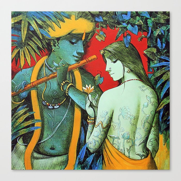 Radha Krishna Garden Painting Canvas Print By Navi107 Society6