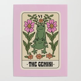 Gemini Tarot Poster | Zodiac, Cottage, Astrology, Capricorn, Curated, Sun, Frog, Pisces, Witch, Graphicdesign 