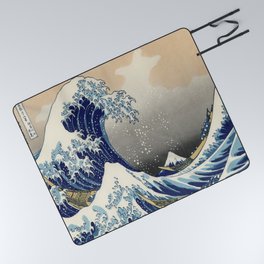 seascape painting japanese ukiyo e art the great wave off kanagawa Picnic Blanket